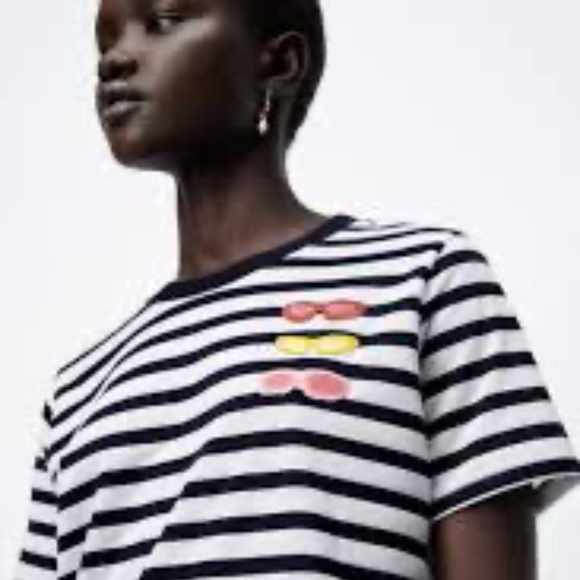 Zara Striped T Shirt - Natacha Paschal (New with Partial Tag) - Picture 1 of 4
